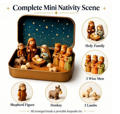 ✝️ BUY 1 GET 2 FREE 🎁🙏 Mini Nativity Scene Keepsake Tin 🔥