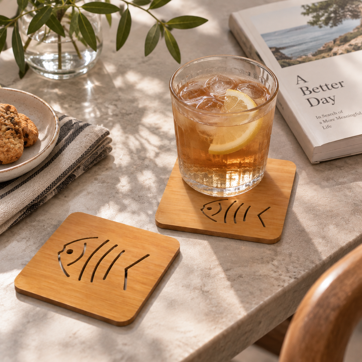 3-Piece Fish Bamboo Trivet Set