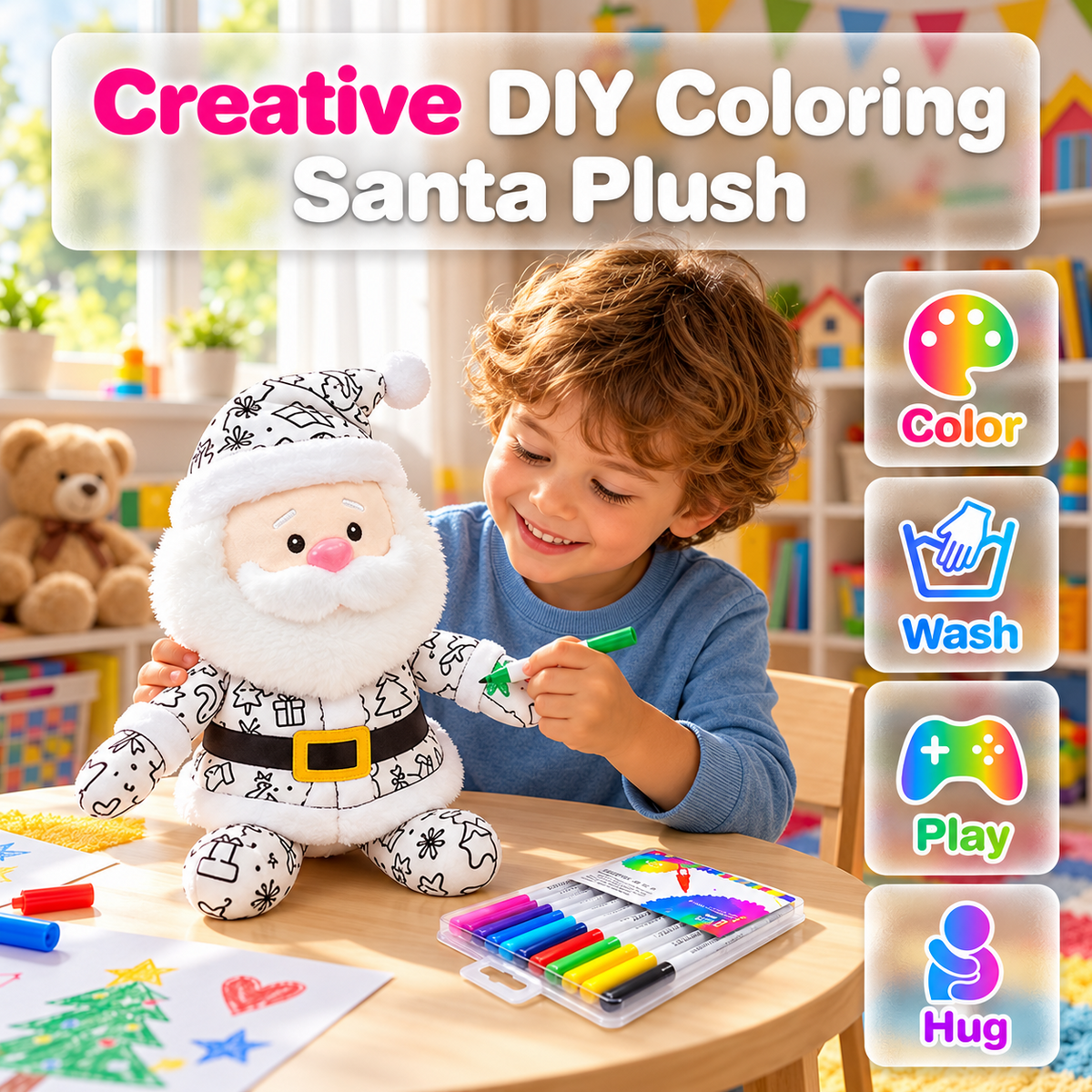 🎅DIY Color-In Santa Plush Toy Kit🌈