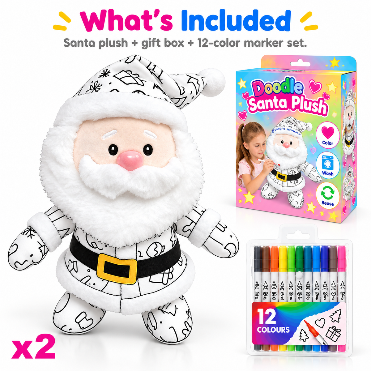 🎅DIY Color-In Santa Plush Toy Kit🌈