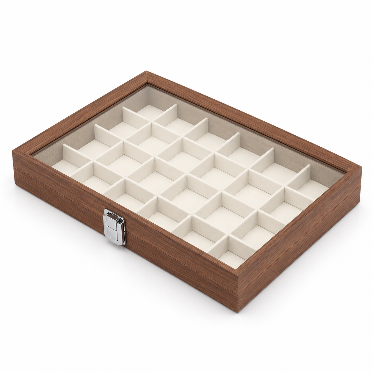 24-Compartment Walnut Display Box