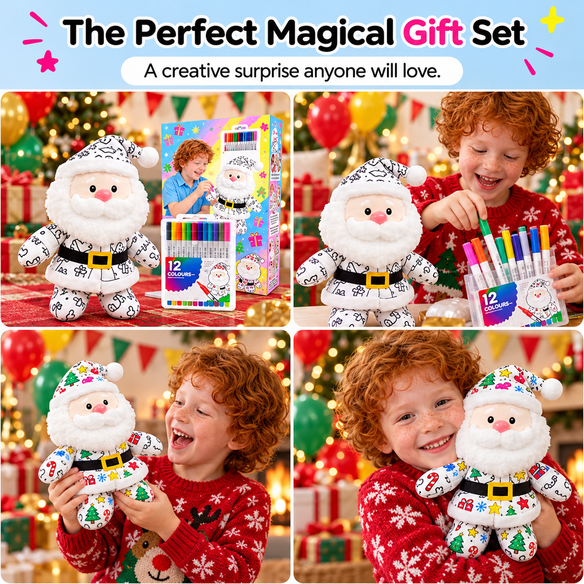 🎅DIY Color-In Santa Plush Toy Kit🌈