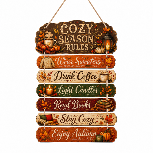 Cozy Season Rules Fall Sign