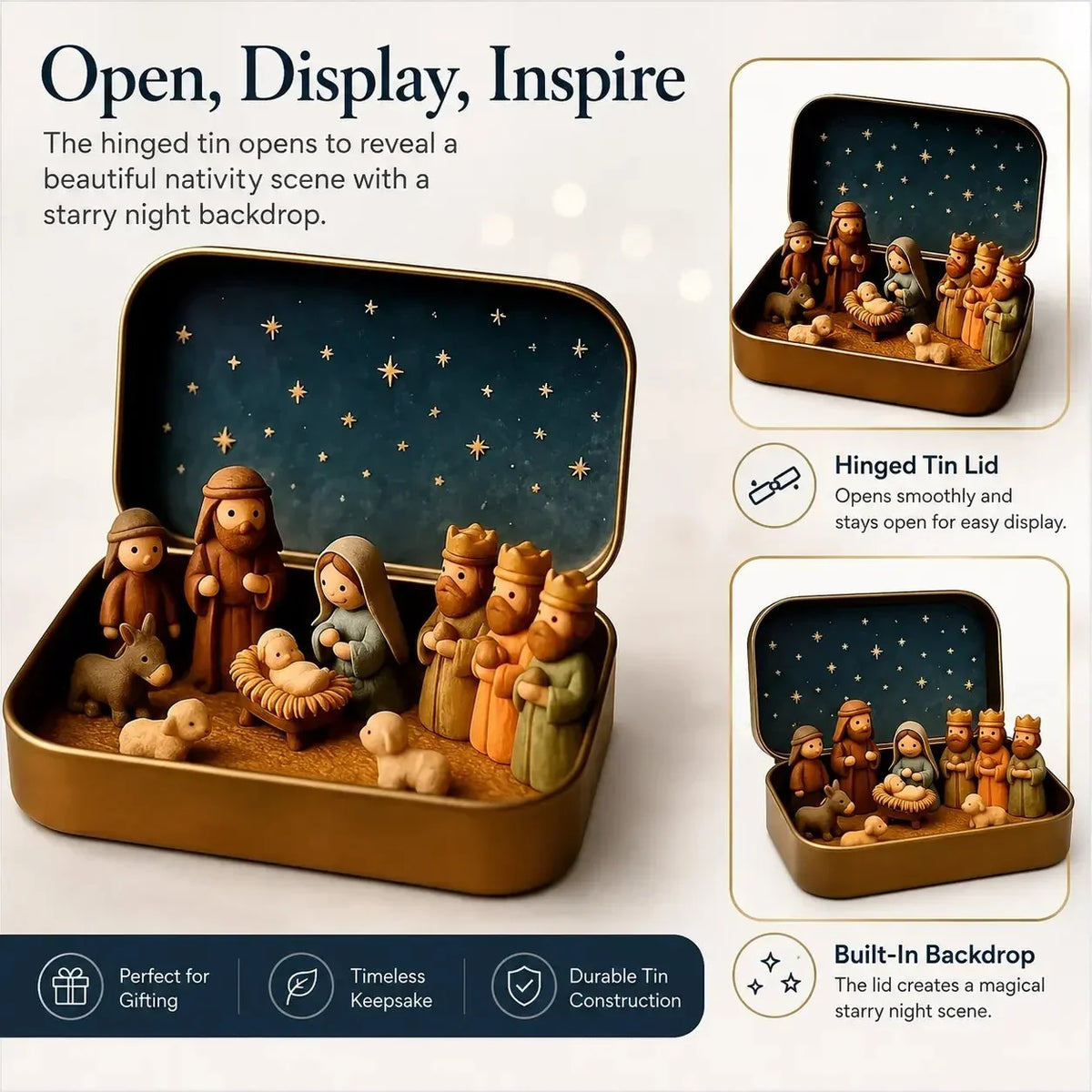 ✝️ BUY 1 GET 2 FREE 🎁🙏 Mini Nativity Scene Keepsake Tin 🔥