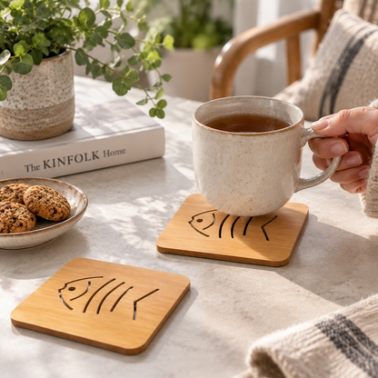 3-Piece Fish Bamboo Trivet Set