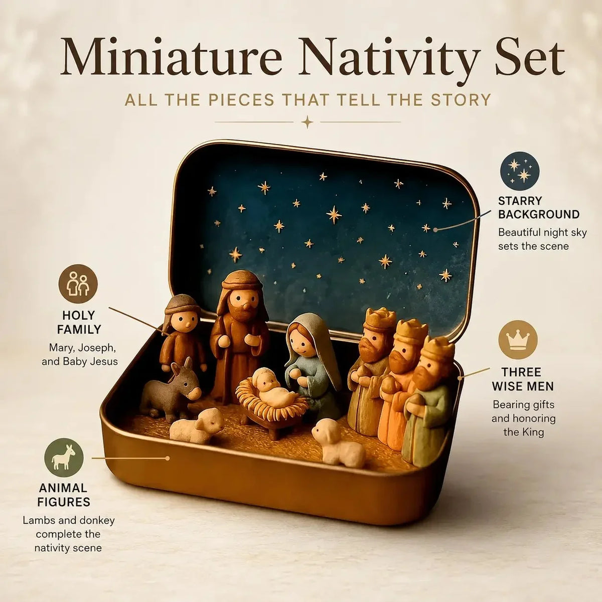 ✝️ BUY 1 GET 2 FREE 🎁🙏 Mini Nativity Scene Keepsake Tin 🔥