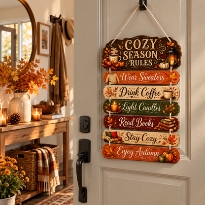 Cozy Season Rules Fall Sign