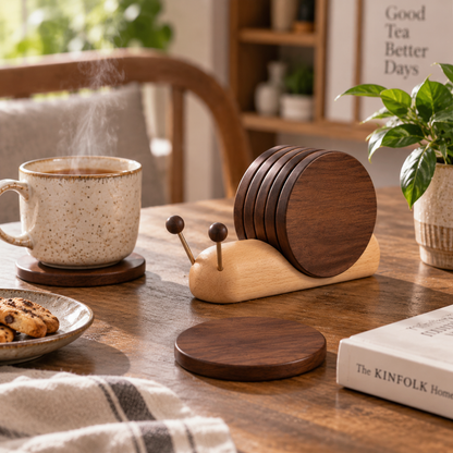 Black Walnut Snail Coaster Set