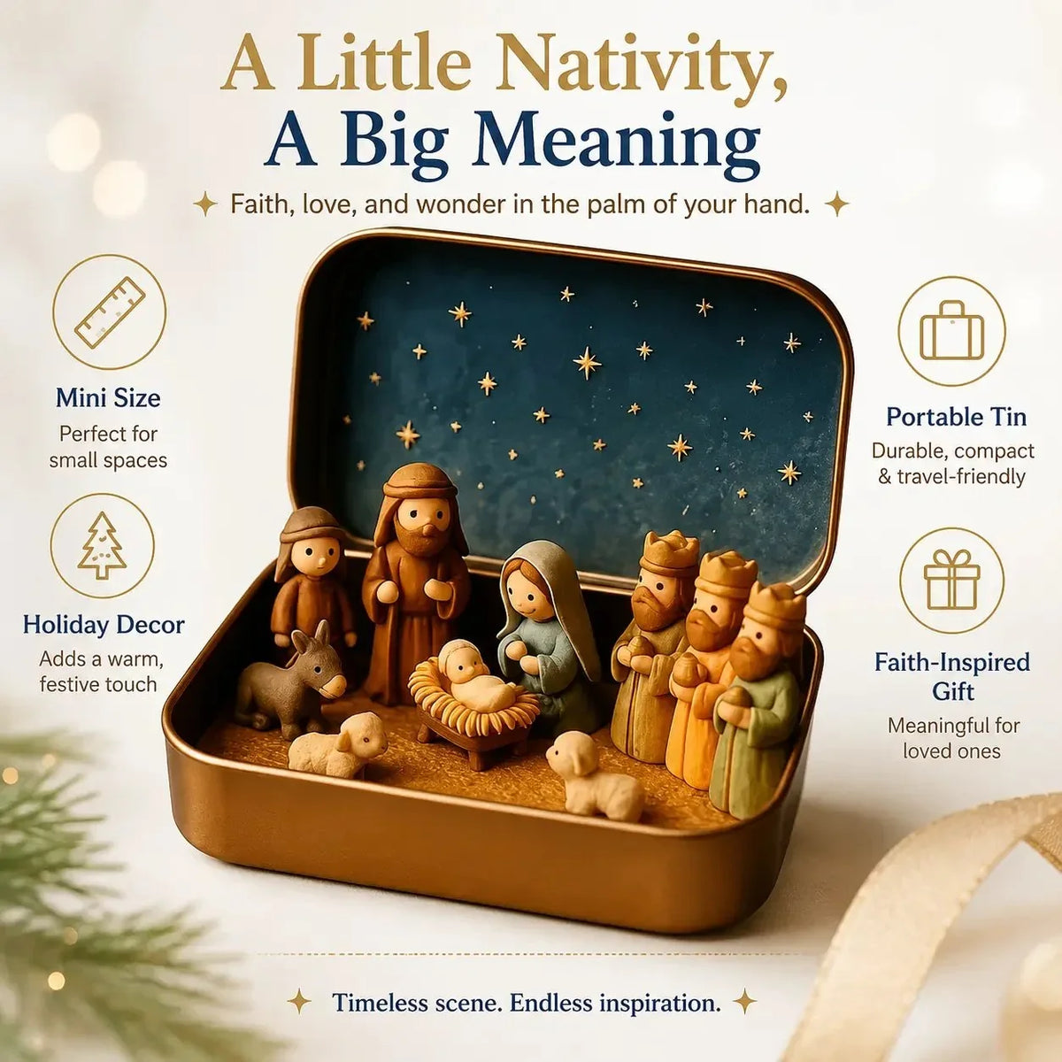 ✝️ BUY 1 GET 2 FREE 🎁🙏 Mini Nativity Scene Keepsake Tin 🔥