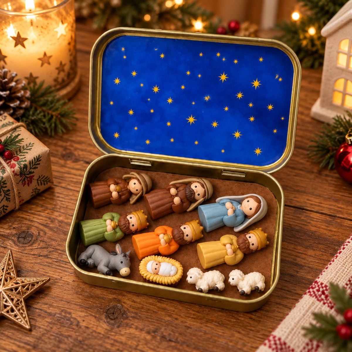 ✝️ BUY 1 GET 2 FREE 🎁🙏 Mini Nativity Scene Keepsake Tin 🔥