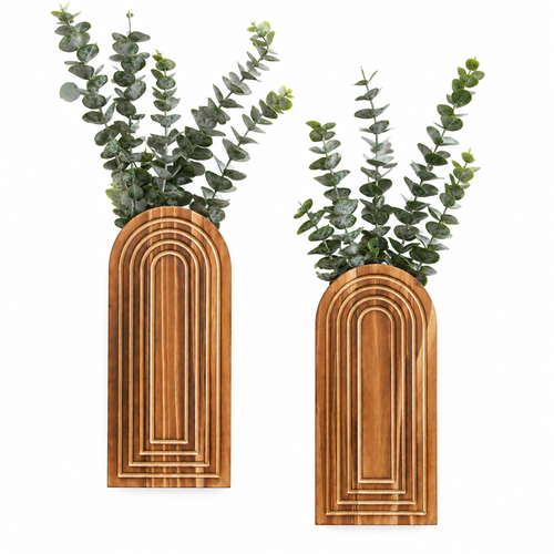 2-Piece Wooden Wall Vase Set